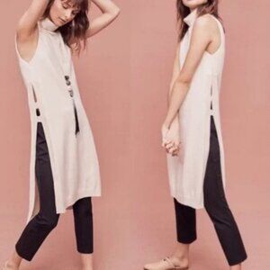 La Fee Verte Renna Cream Turtleneck Cutout Tunic from Anthropologie